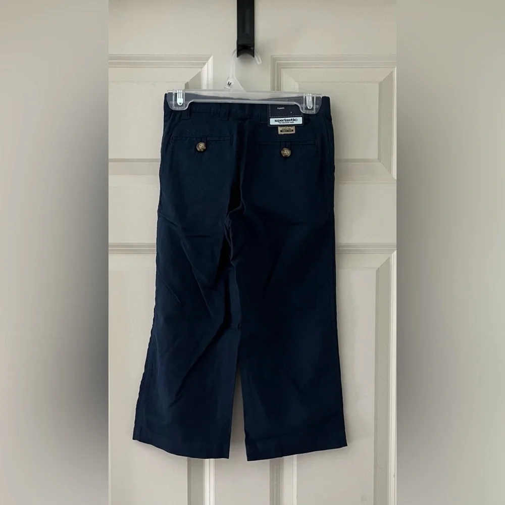 NWT Baby Gap Linen/Cotton blend pants, size 4 navy blue adjustable waist